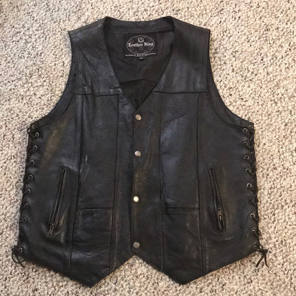 Leather King leather biker vest